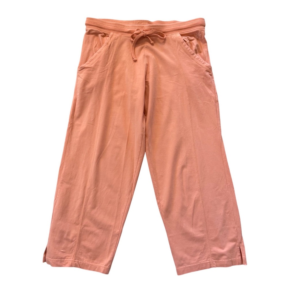 Greensource Women Organic‎ Cotton Spandex Capri Pants Coral Pink Peach Large